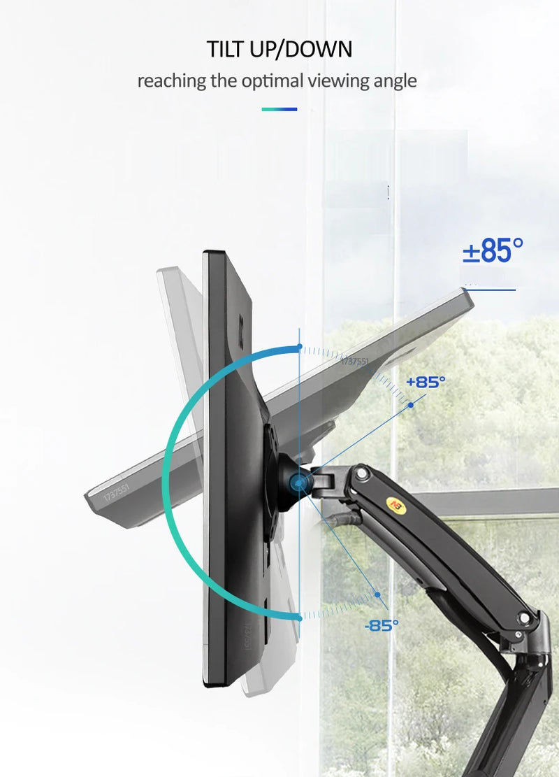 NEW F100A Gas Spring Arm 22-35 Inch Screen Monitor Holder 360 Rotate Tilt Swivel Desktop Monitor Mount Arm 2-13Kg USB3.0 Ports
