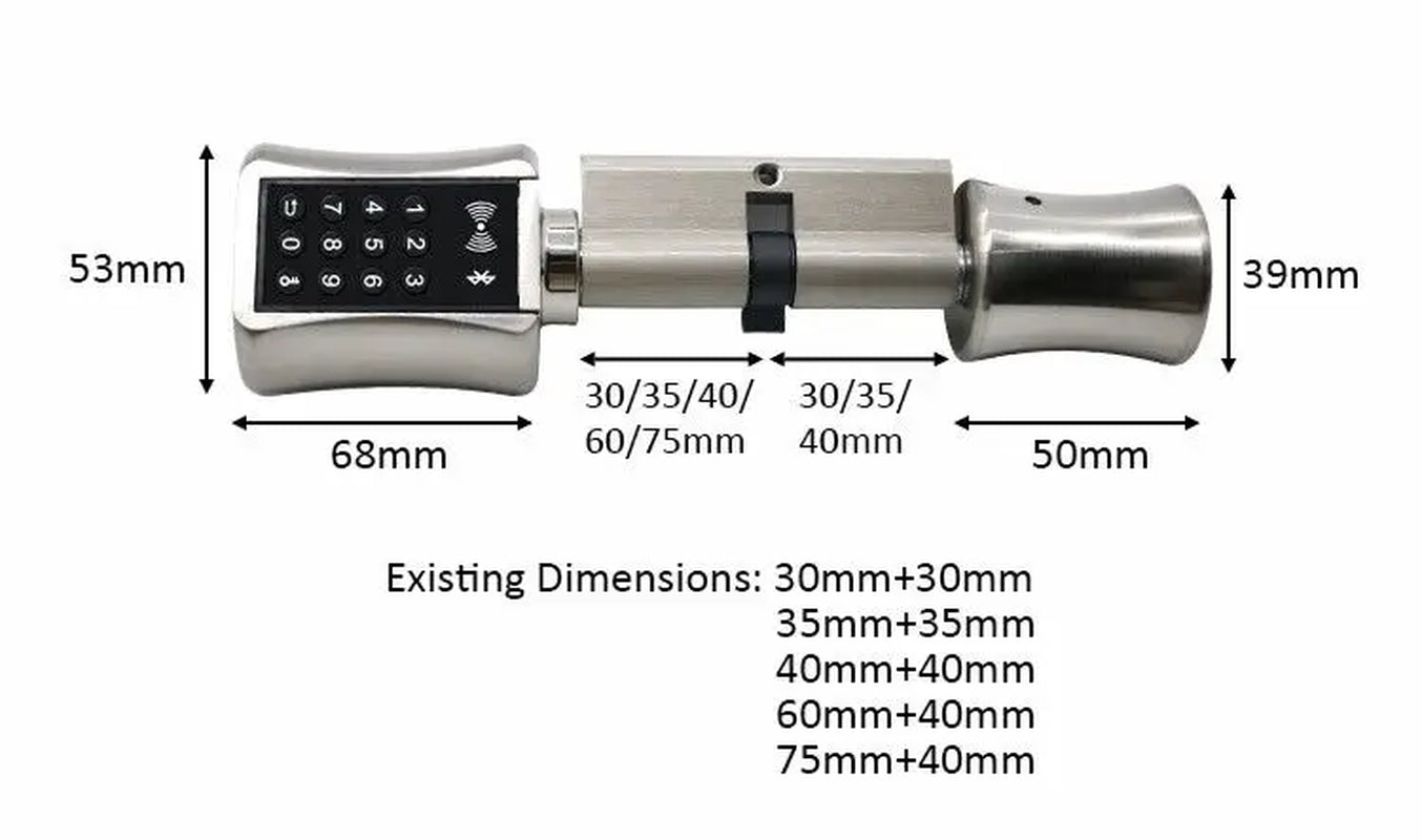 Ttlock Bluetooth Smart Cylinder Lock WIFI Security Wireless Electronic Digital APP Keypad Code RFID Card Keyless Lock