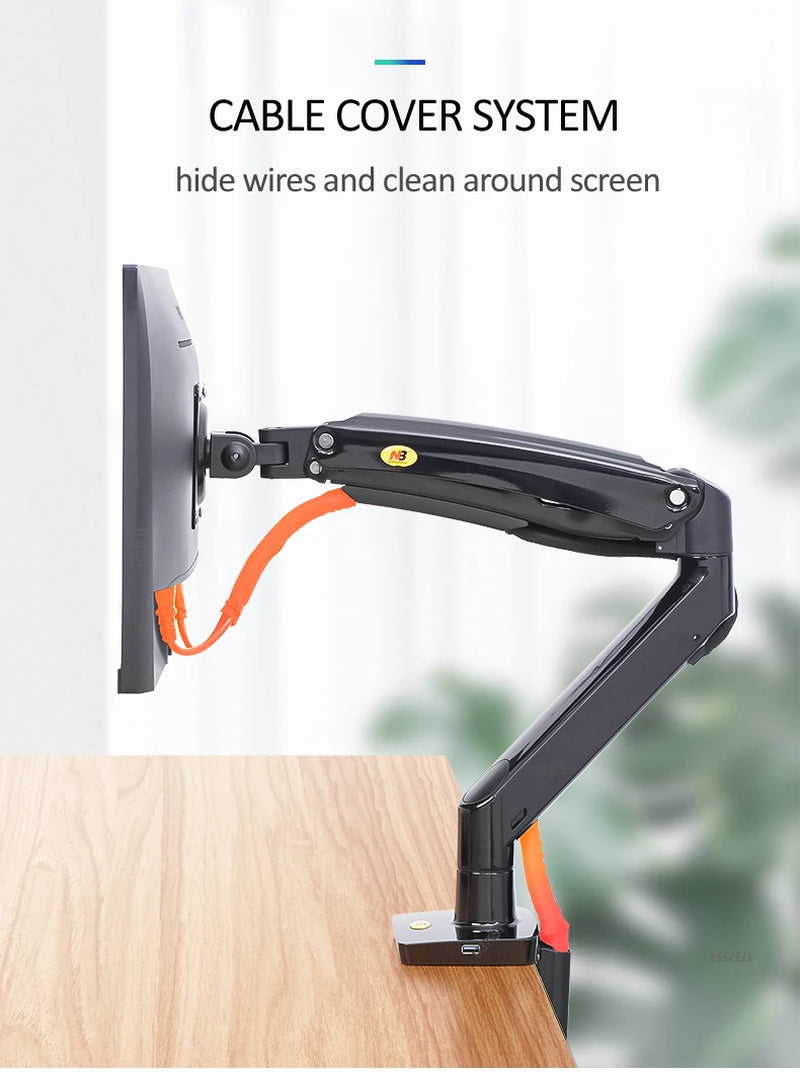 NEW F100A Gas Spring Arm 22-35 Inch Screen Monitor Holder 360 Rotate Tilt Swivel Desktop Monitor Mount Arm 2-13Kg USB3.0 Ports