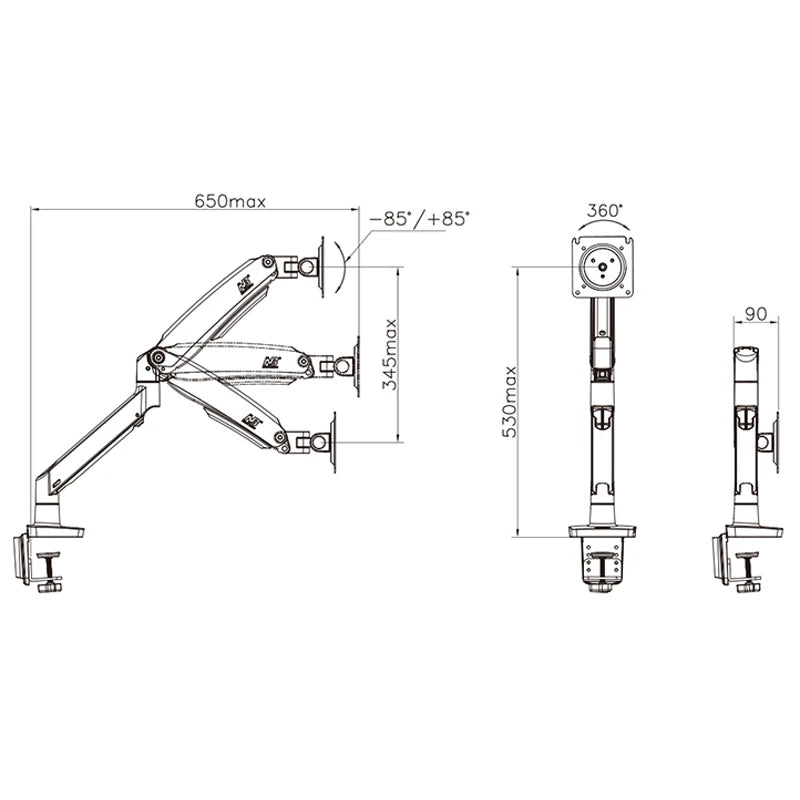 NEW F100A Gas Spring Arm 22-35 Inch Screen Monitor Holder 360 Rotate Tilt Swivel Desktop Monitor Mount Arm 2-13Kg USB3.0 Ports
