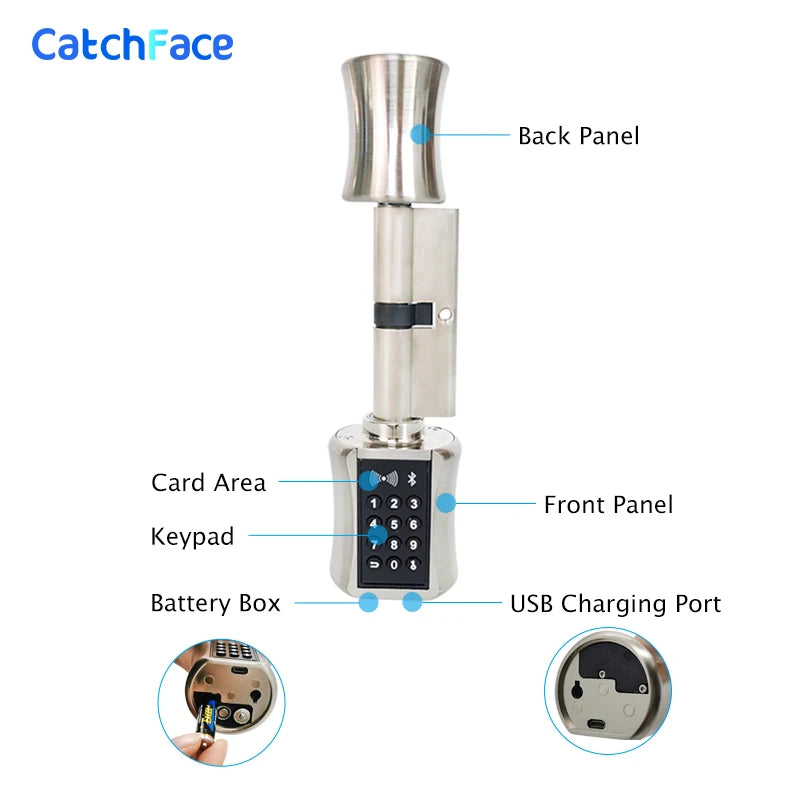 Ttlock Bluetooth Smart Cylinder Lock WIFI Security Wireless Electronic Digital APP Keypad Code RFID Card Keyless Lock