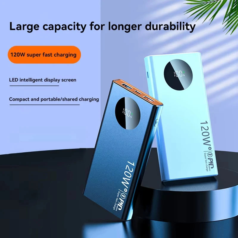 120W 50000Mah High Capacity Power Bank Fast Charging Powerbank Portable Battery Charger for Iphone Samsung Huawei 2024
