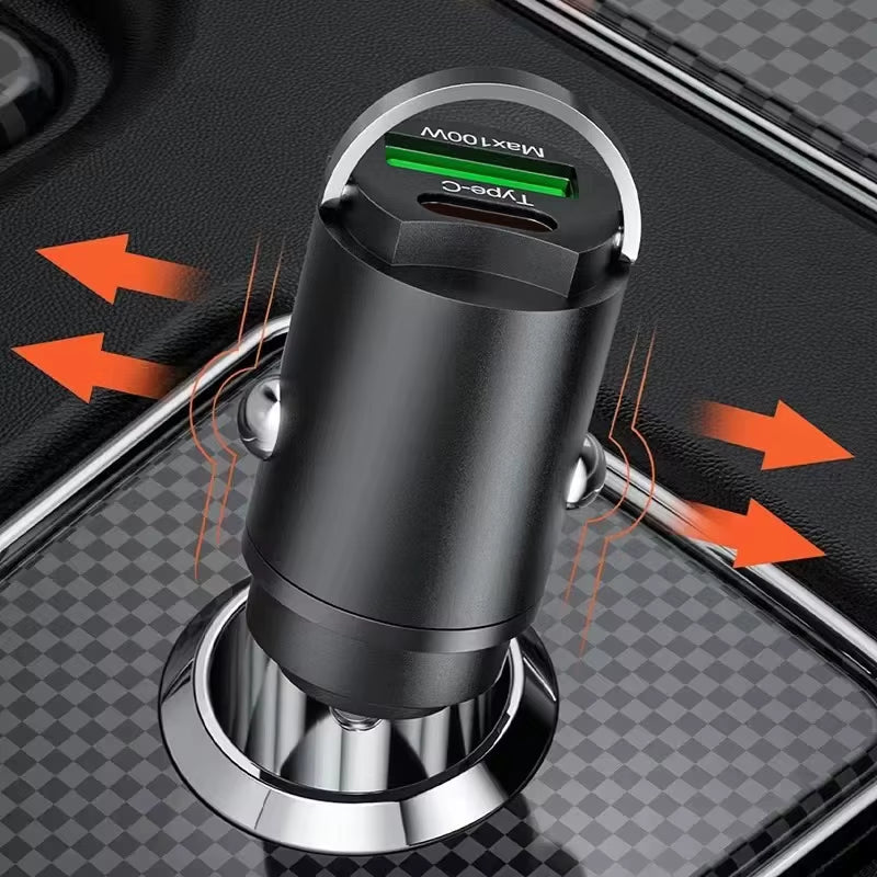 100W PD USB Car Charger Lighter Fast Charging for Iphone QC3.0 USB Type C Car Phone Charger Adapter for Xiaomi Samsung Huawei